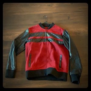 Guess Red and Black Leather Jacket